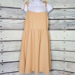 Forever 21 Yellow Tie Strap Sundress Women’s Size L Sleeveless Summer Dress